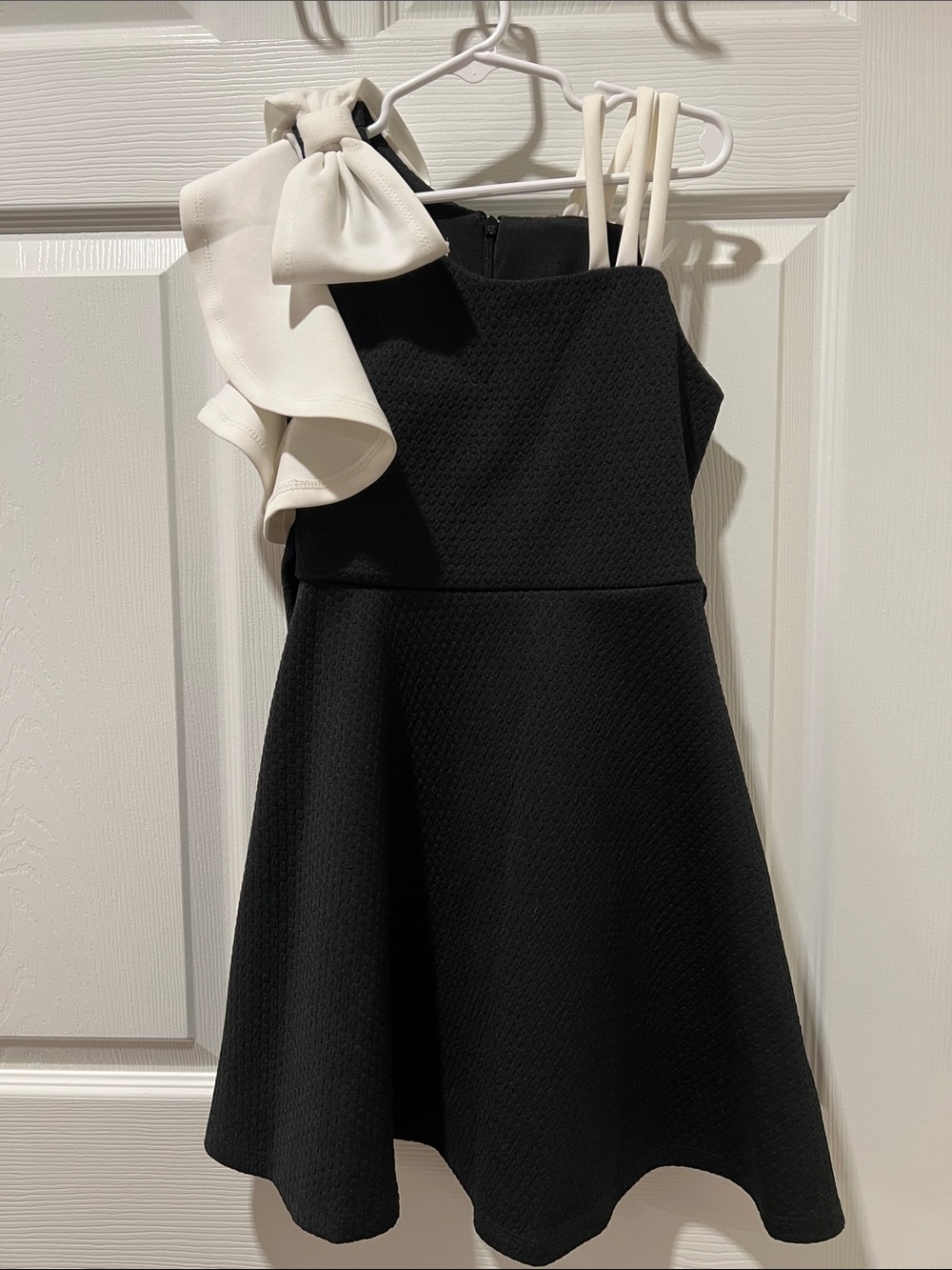 Bonnie Jean Black Dress with White Bow Accent